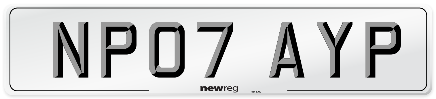 NP07 AYP Number Plate from New Reg